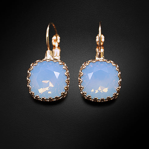 Auskarai "Vintāžš V (Oro Mėlynas Opalas)" su Swarovski™ kristalais